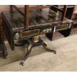 A Regency coromandel sofa table fitted two short drawers, satinwood line-inlaid, ormolu-mounted