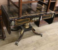 A Regency coromandel sofa table fitted two short drawers, satinwood line-inlaid, ormolu-mounted