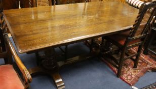 A 17th century style oak refectory table L.185cm