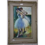 Stroucke, oil on canvas, Study of ballerinas, signed and dated 1956 64 x 36cm
