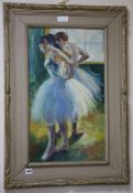 Stroucke, oil on canvas, Study of ballerinas, signed and dated 1956 64 x 36cm