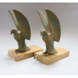 A pair of bronze eagle bookends H.19cm