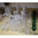 Eight decanters and a quantity of table glassware