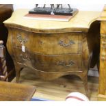 A Continental walnut bombe commode W.120cm