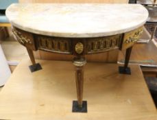 A Louis XVI style low D shaped side table W.80cm