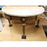 A Louis XVI style low D shaped side table W.80cm