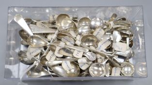 A collection of approximately sixty three Victorian and later assorted silver condiment spoons.