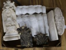 A quantity of plaster and wood corbels