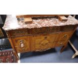 A pair of Louis XVI style marble top commodes W.110cm