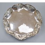 A 1930's pierced silver shallow dish by Collingwood & Sons Ltd, 21cm, 10.5 oz.