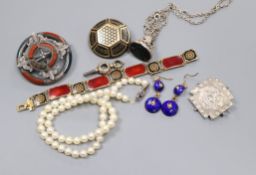 Mixed jewellery including a David Andersen bracelet, Scottis hardstone brooch etc.