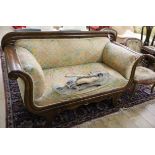 A 19th century small Biedermeier walnut settee W.164cm