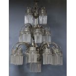 A 1960's multi branch three tier ceiling chandelier Approx. 115cm long