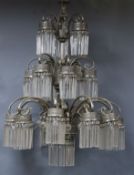 A 1960's multi branch three tier ceiling chandelier Approx. 115cm long