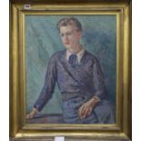 Continental School, oil on board, Portrait oil of a young man, initialled and dated 1939 60 x 50cm