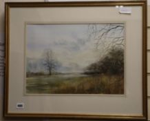 Ken J Messer, (1931-2017) - watercolour, "Morning"; Oxford landscape scene, signed 30 x 43cm