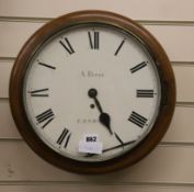 A Victorian mahogany fusee wall dial, marked Reiss, London Case diameter 37cm