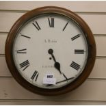 A Victorian mahogany fusee wall dial, marked Reiss, London Case diameter 37cm