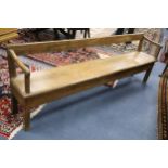 A pair of 18th century oak hall bench seats Larger L.206cm
