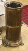 A brass bound staved oak stick stand H.70cm