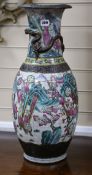 A large Chinese famille rose crackle glaze vase, late 19th century, restoration H.62cm