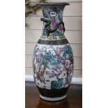 A large Chinese famille rose crackle glaze vase, late 19th century, restoration H.62cm