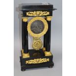 An ebony and gilt portico clock H.40cm