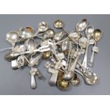 Twenty nine assorted Victorian and later silver condiment spoons.