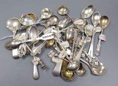 Twenty nine assorted Victorian and later silver condiment spoons.