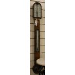 A Victorian oak stick barometer by Noralee, North Shields H.96cm