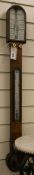 A Victorian oak stick barometer by Noralee, North Shields H.96cm