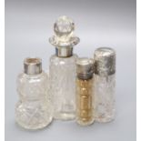 A late Victorian engraved silver mounted glass scent bottle, C.C. May & Sons, Birmingham, 1890 and