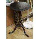 A 19th century oak circular topped tripod wine table Diameter 45cm