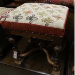 An early 20th century French walnut dressing stool