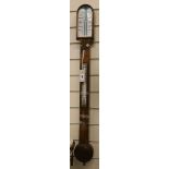 A Victorian walnut stick barometer by Casella H.90cm