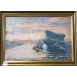 J. Andersenoil on canvasInuit boats beside icebergssigned17 x 25.5in.