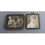 Attributed to Carl Gustav Klingstedt (Swedish, 1657-1734), grisaille miniature on ivory and a 19th