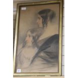 Follower of David Wilkie - pastel, Portrait of two sisters, bears signature 72 x 43cm