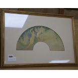 Leon Victor Solon (b.1872) - watercolour, Design for a fan leaf 17 x 33cm