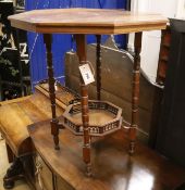 A late Victorian oak octagonal centre table W.59cm