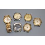 Six assorted gentleman's wrist watches including Lucerne and Romier.
