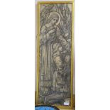 Late 19th century English School, pencil and charcoal, Design for a stained glass window 108 x 35cm