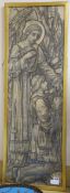 Late 19th century English School, pencil and charcoal, Design for a stained glass window 108 x 35cm