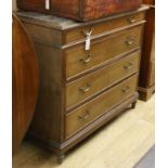 A 19th century French banded mahogany marble topped commode W.120cm