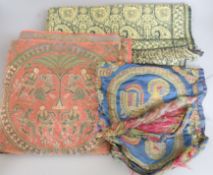 Two brocade panels and a Paisley panel