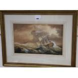 Attributed to Charles Augustus Momewick, Snr. (fl.1820-1875), watercolour, Dutch vessel in heavy