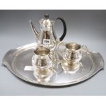 A Mappin and Webb silver plated four piece coffee set by Eric Clements