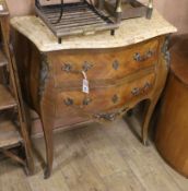 A small Louis XV design bombe commode W.80cm