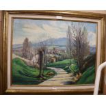 G. Rousselon, oil on canvas, Auvergne country scene, signed, 61 x 80cm
