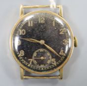 A gentleman's 585 International Watch Co. black dial manual wind mid-size wrist watch, with Arabic